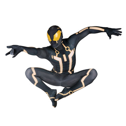 tron legacy spider man yellow jumpsuits costume kids adult halloween bodysuit
