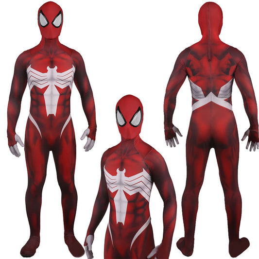 red venom spider man jumpsuits cosplay costume kids adult halloween bodysuit