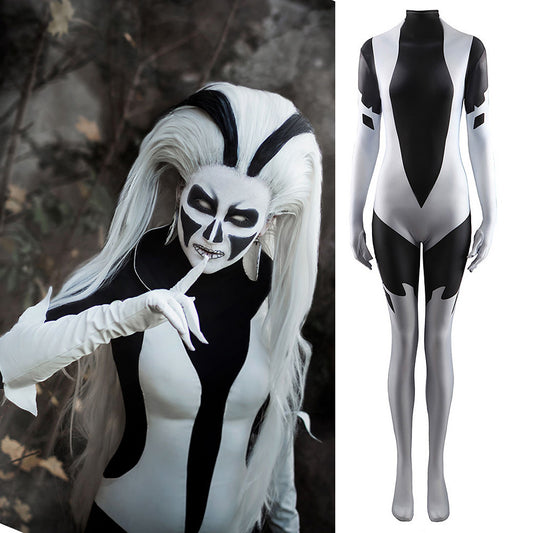 Super Villain Silver Banshee Jumpsuits Costume Kids Adult Halloween Bodysuit - coscrew