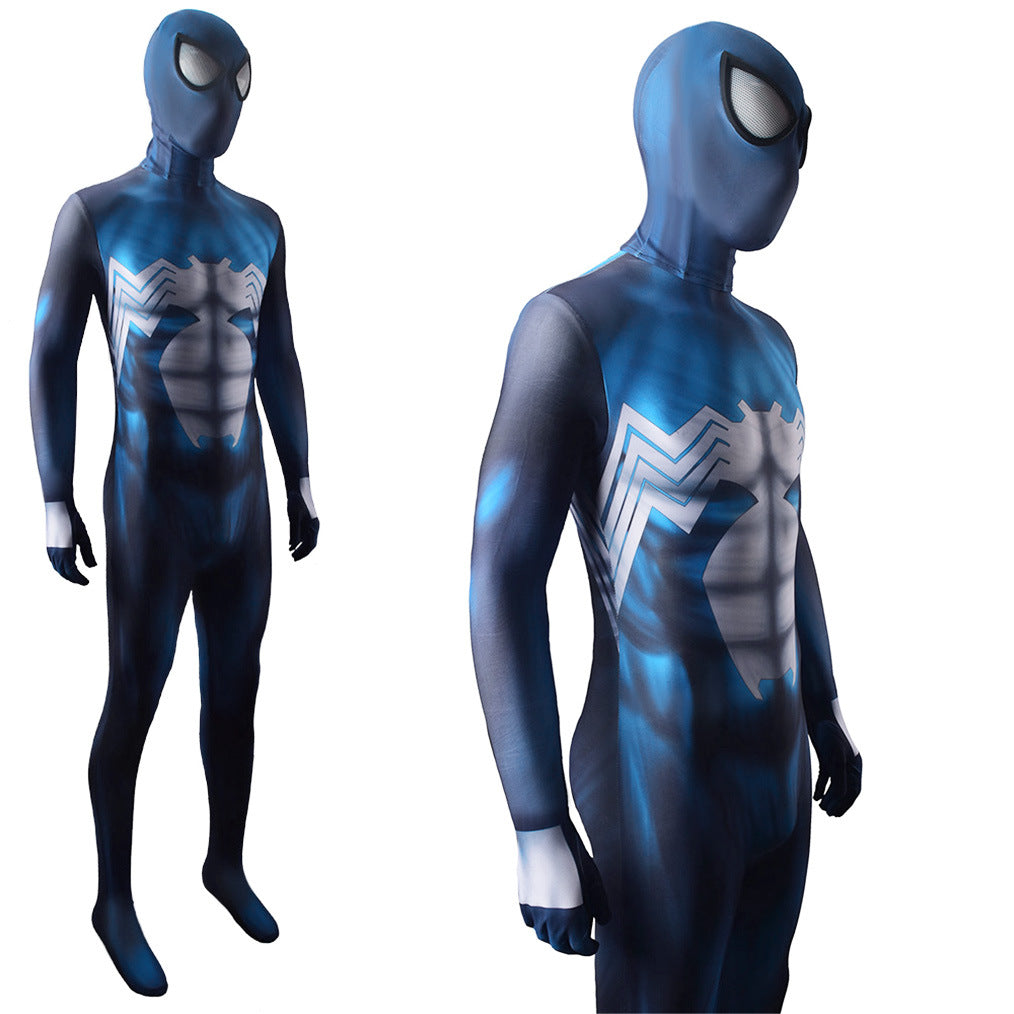 venom spider man symbiote blue jumpsuits costume kids adult halloween bodysuit