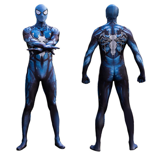 symbiote venom spider man blue jumpsuits costume kids adult halloween bodysuit