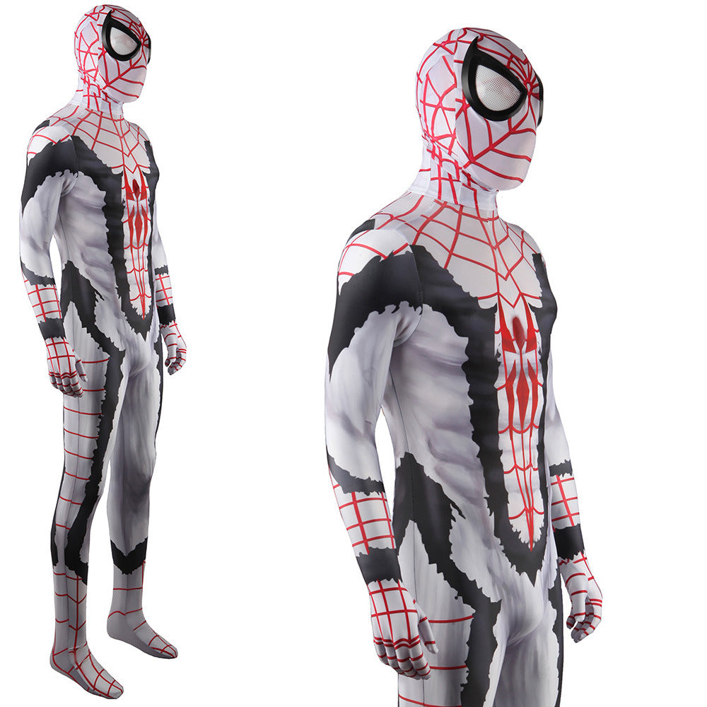 Comic White Spiderman Jumpsuits Cosplay Costume Kids Adult Halloween Bodysuit - coscrew