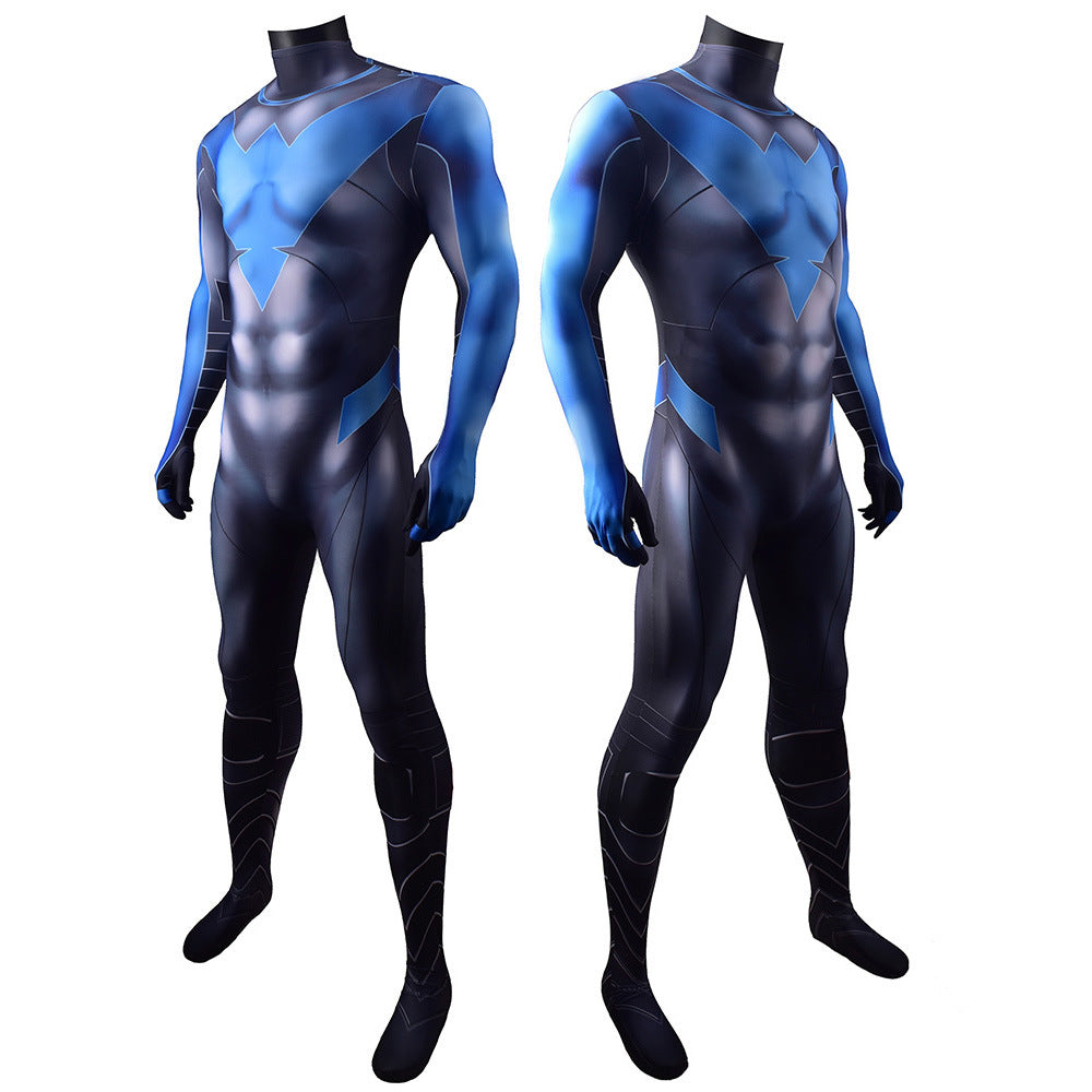 blue nightwing robin jumpsuits cosplay costume kids adult halloween bodysuit