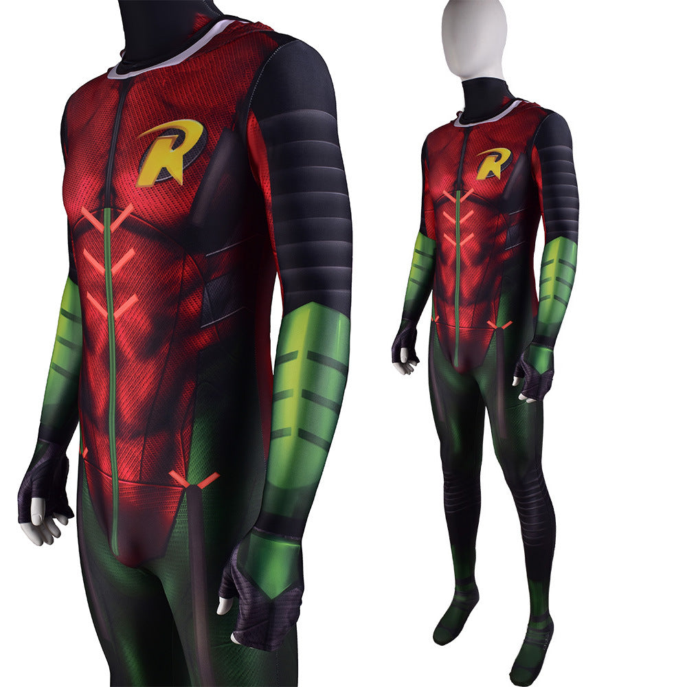 batman gotham knights robin hooded jumpsuits costume kids adult halloween bodysuit