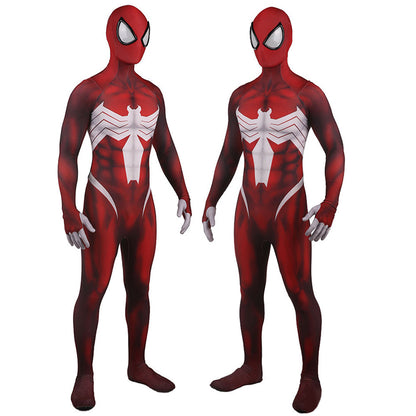 red venom spider man jumpsuits cosplay costume kids adult halloween bodysuit