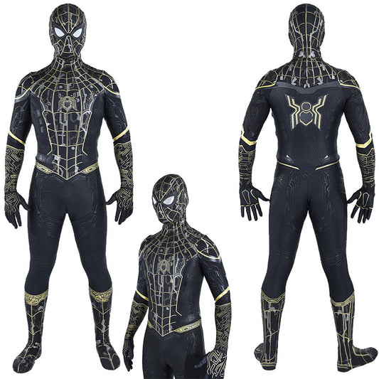 upgraded spider man no way home black gold jumpsuits kids adult halloween bodysuit