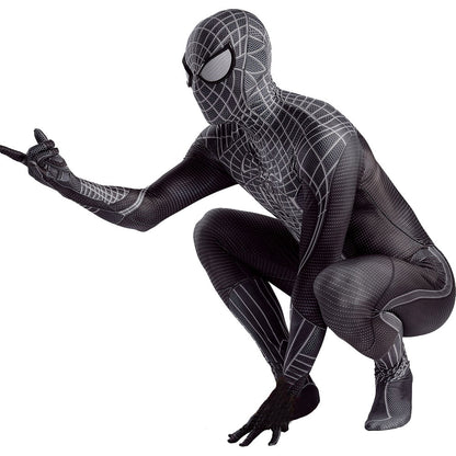 black amazing spider man jumpsuits cosplay costume kids adult halloween bodysuit