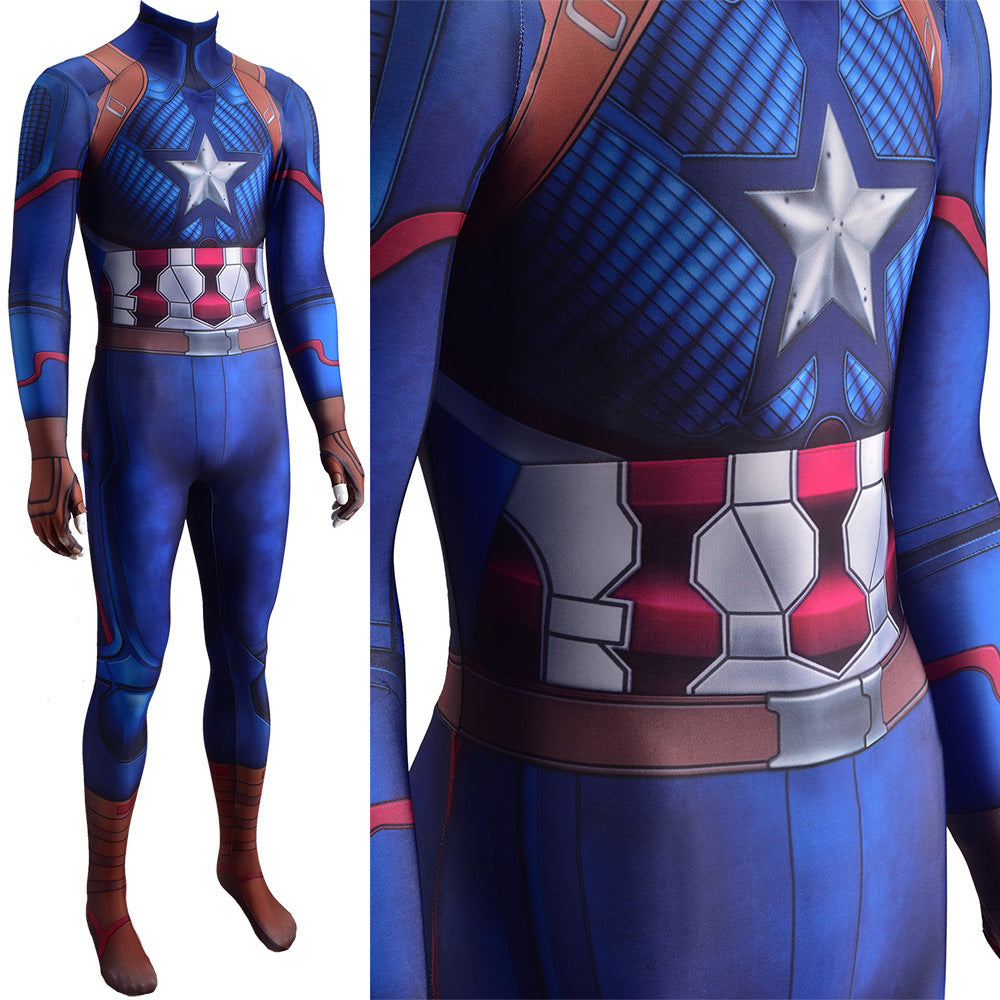 captain america steve rogers jumpsuits cosplay costume kids adult halloween bodysuit