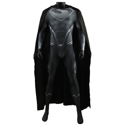 black superman the man of steel jumpsuits costume kids adult halloween bodysuit