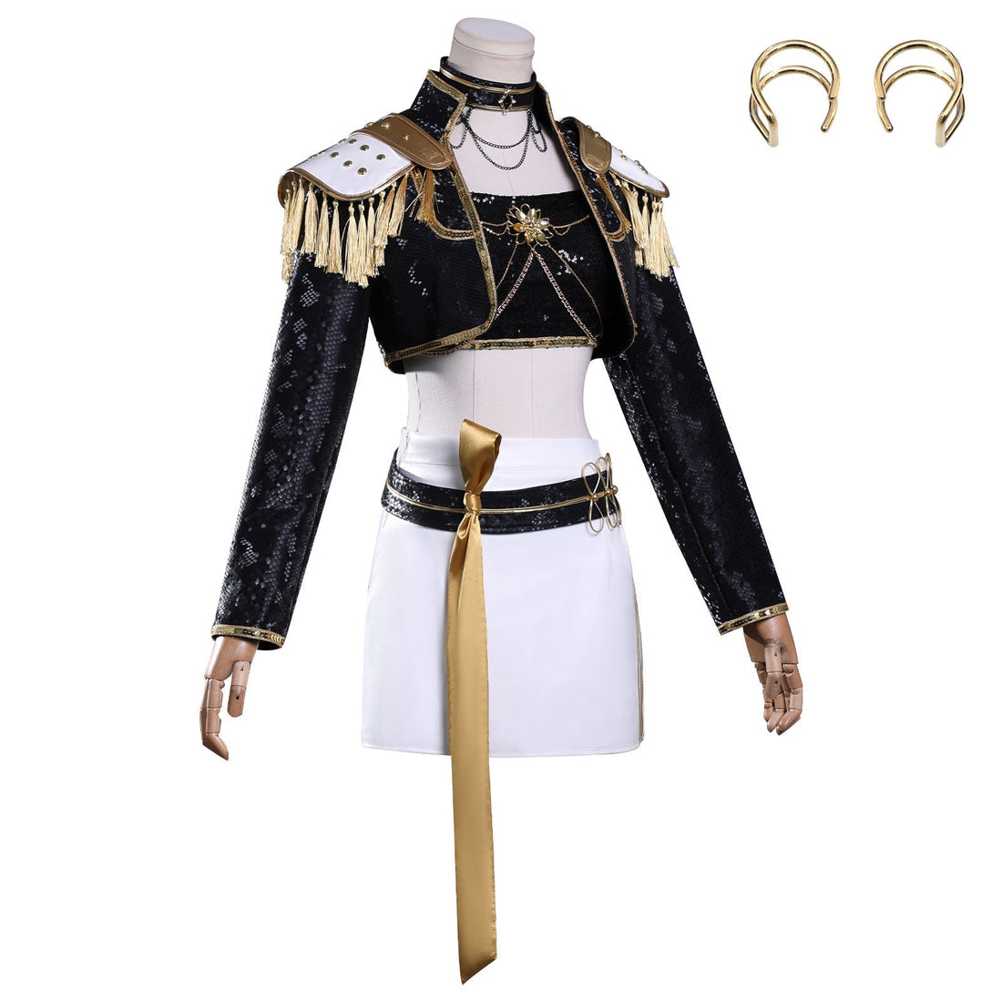 KPop Demon Hunters Mira Black Gold Outfit Adult Kids Cosplay Costumes