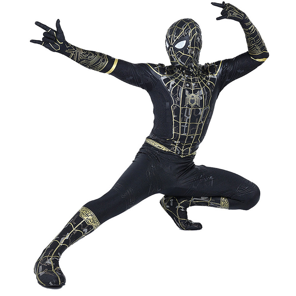 upgraded spider man no way home black gold jumpsuits kids adult halloween bodysuit