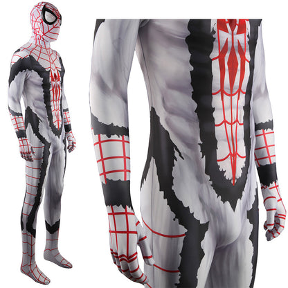 Comic White Spiderman Jumpsuits Cosplay Costume Kids Adult Halloween Bodysuit - coscrew