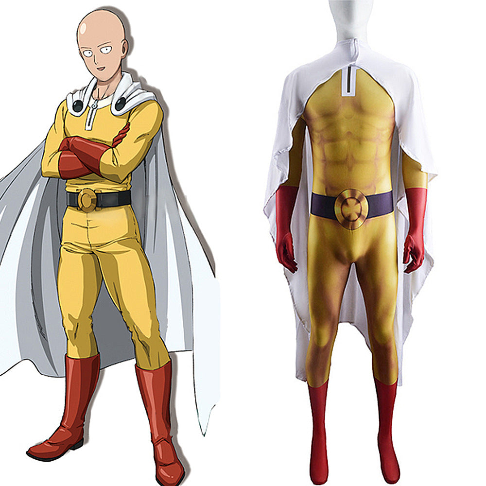 one punch man saitama jumpsuits cosplay costume kids adult halloween bodysuit