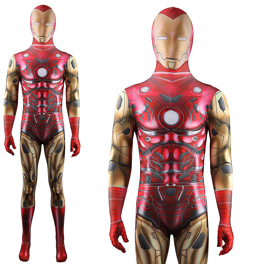 Comics Iron Man Red Jumpsuits Cosplay Costume Kids Adult Halloween Bodysuit - coscrew