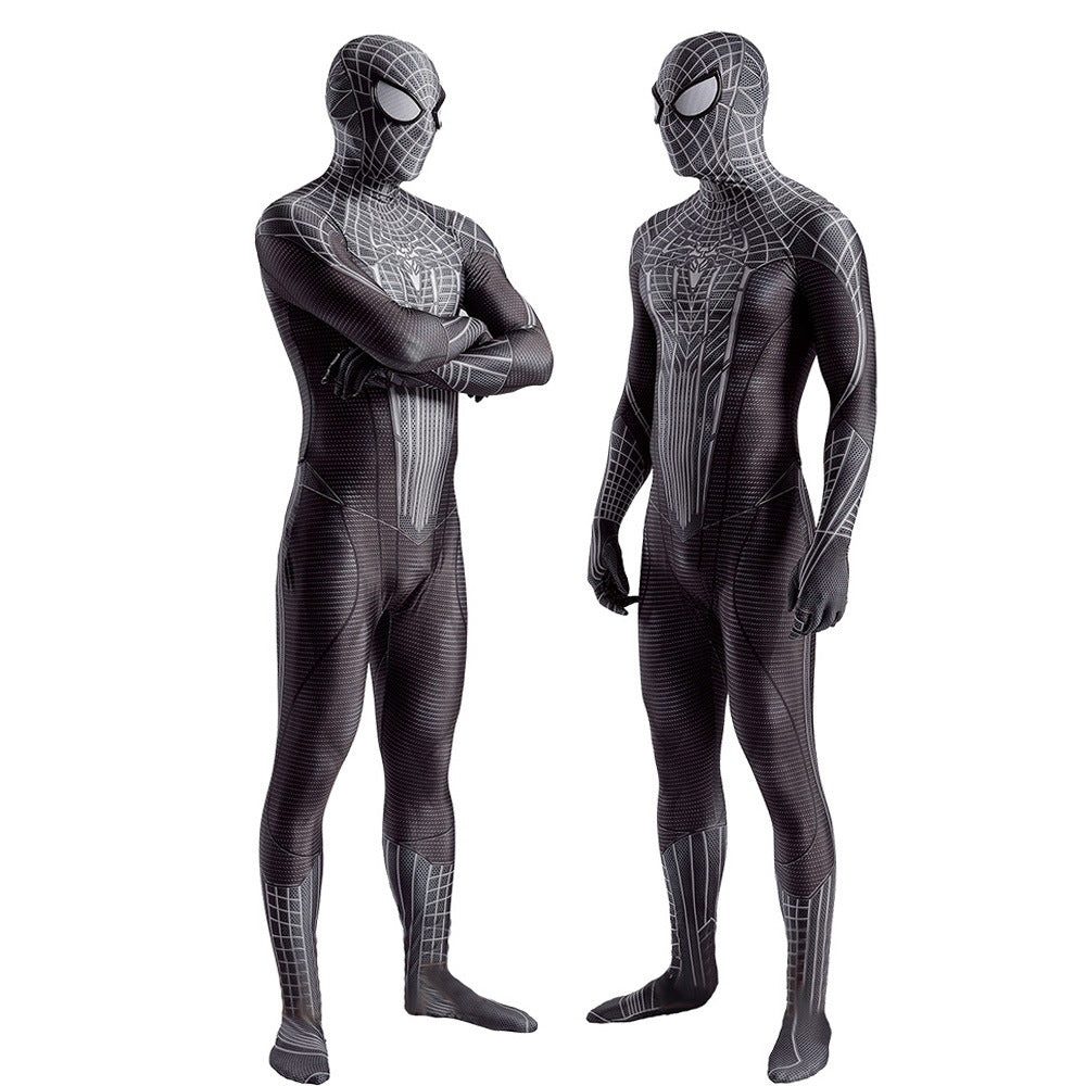 black amazing spider man jumpsuits cosplay costume kids adult halloween bodysuit