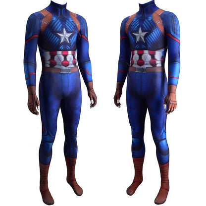 captain america steve rogers jumpsuits cosplay costume kids adult halloween bodysuit