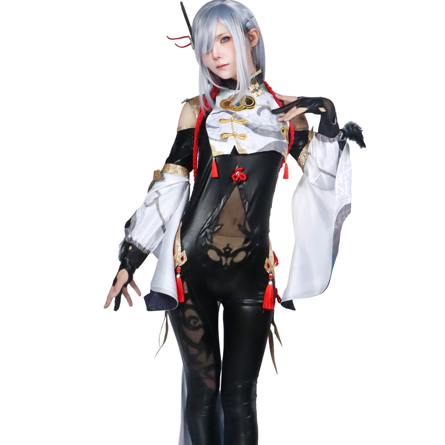 Genshin Impact Shenhe Bodysuit Full Set Cosplay Costume