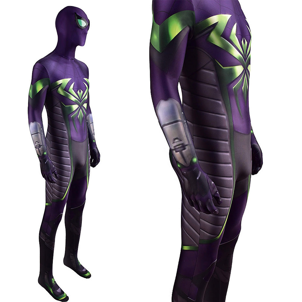 spider man miles morales purple reign jumpsuits costume kids adult bodysuit