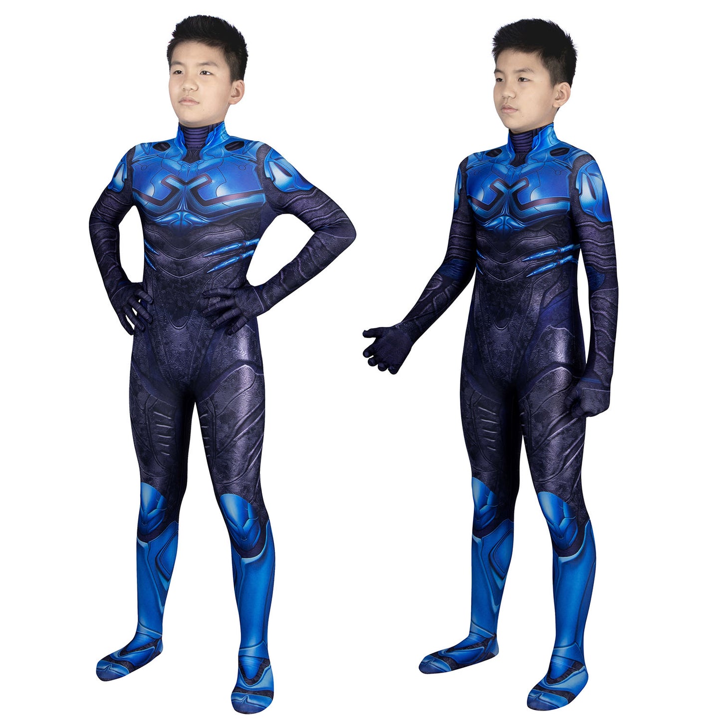 Blue Beetle Jaime Reyes Kids Jumpsuit with Mask Cosplay Costumes