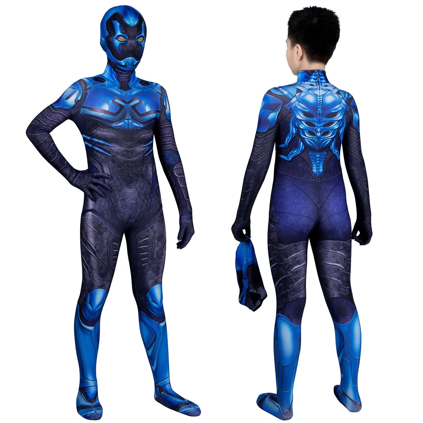 Blue Beetle Jaime Reyes Kids Jumpsuit with Mask Cosplay Costumes