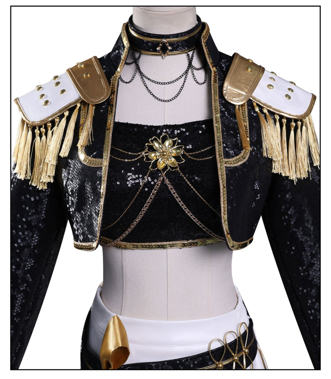 KPop Demon Hunters Mira Black Gold Outfit Adult Kids Cosplay Costumes