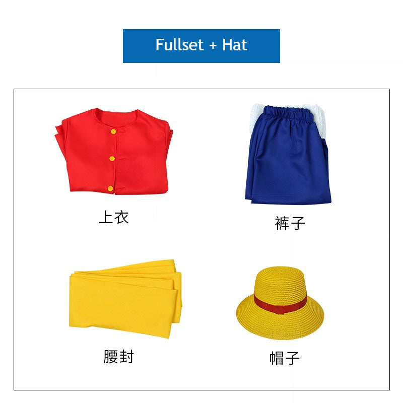 Anime Navigation Monkey D. Luffy Red Shirt Fullset Cosplay Costumes