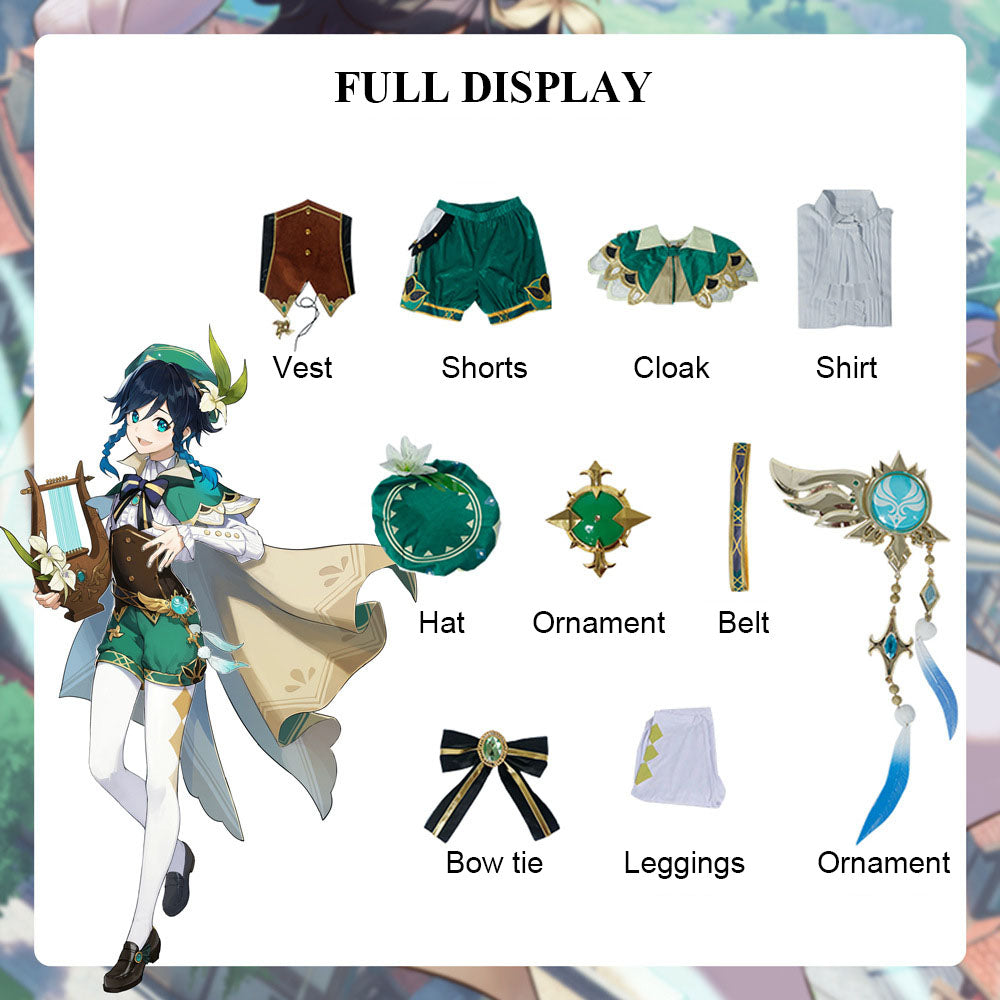 Genshin Impact Barbatos Venti High Level Full Set Cosplay Costumes