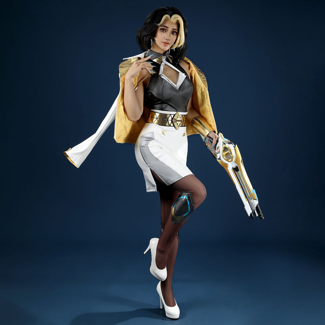 Overwatch Domina Golden Outfit Top Level Fullset Cosplay Costumes