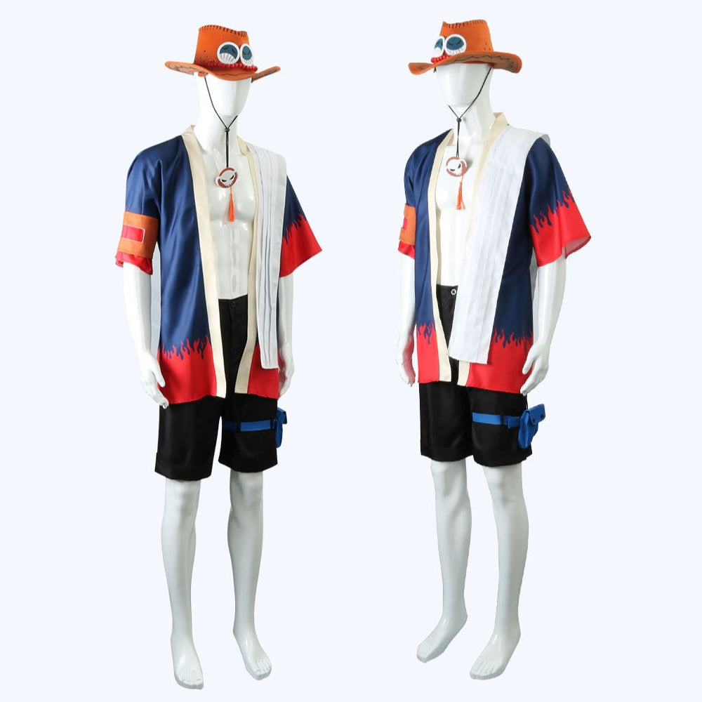 Anime Navigation Portgas D Ace Fullset with Hat Cosplay Costumes