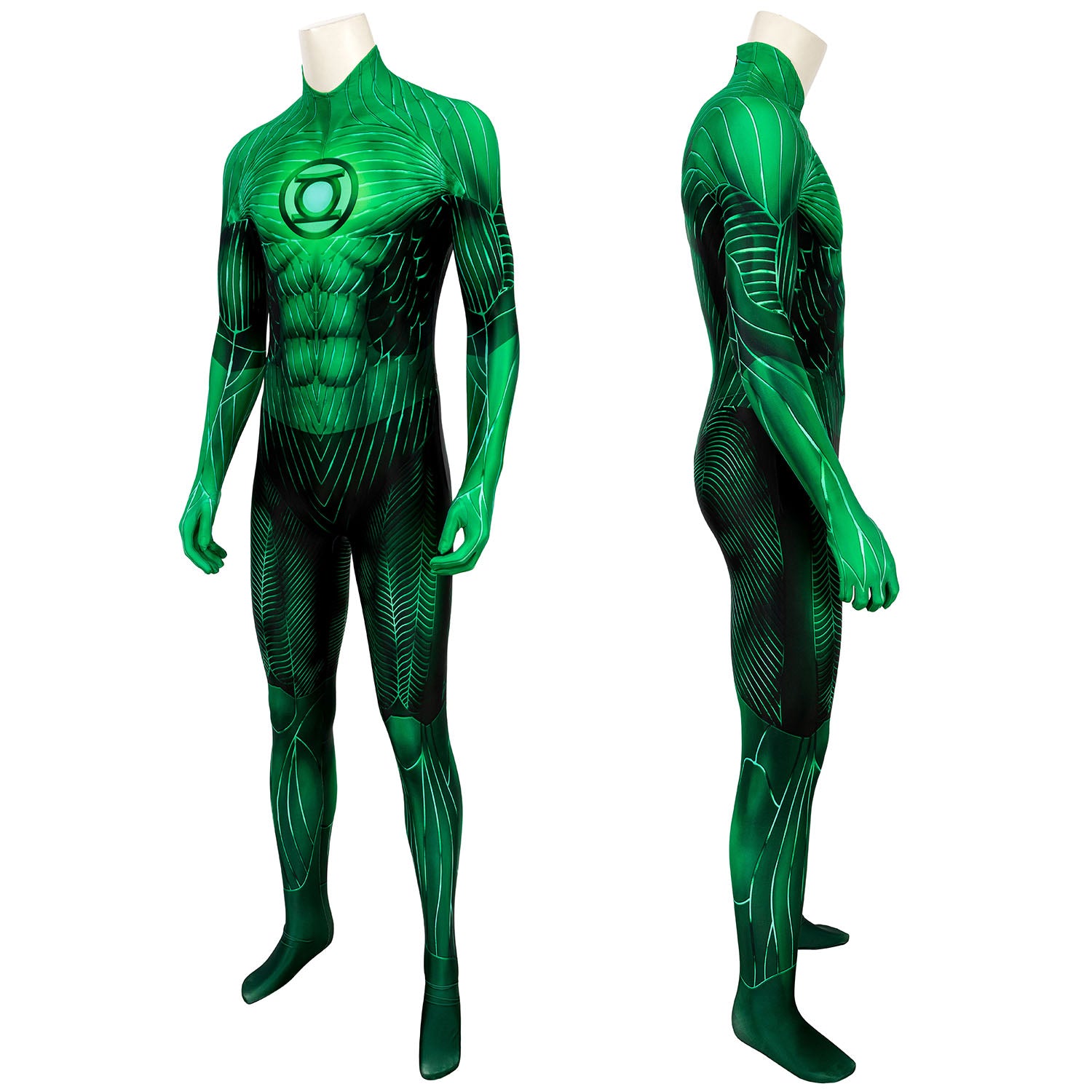 Green Lantern Hal Jordan Male Jumpsuit with Eyemask Cosplay Costumes