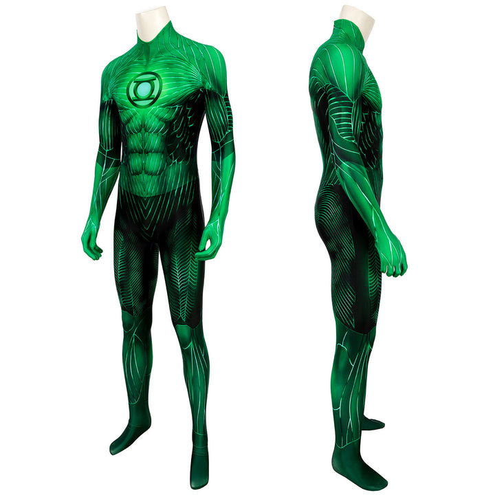Green Lantern Hal Jordan Male Jumpsuit with Eyemask Cosplay Costumes