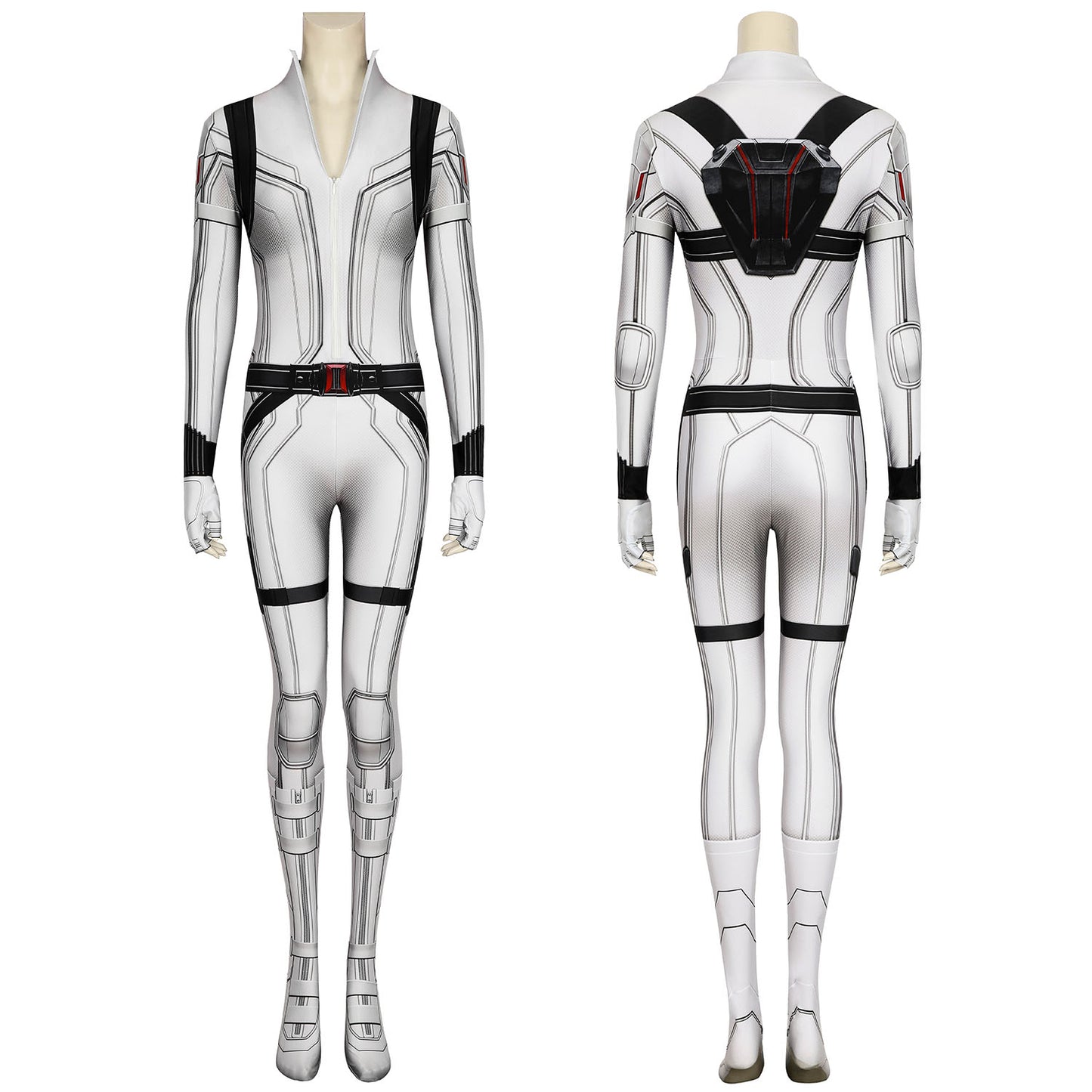 Black Widow Natasha Romanoff White suit Jumpsuit Printed Accessories Cosplay Costumes