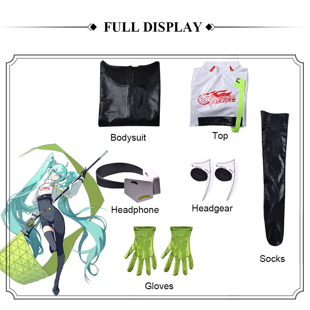 Hatsune Miku Racing Suits Bodysuit Full Set Cosplay Costume