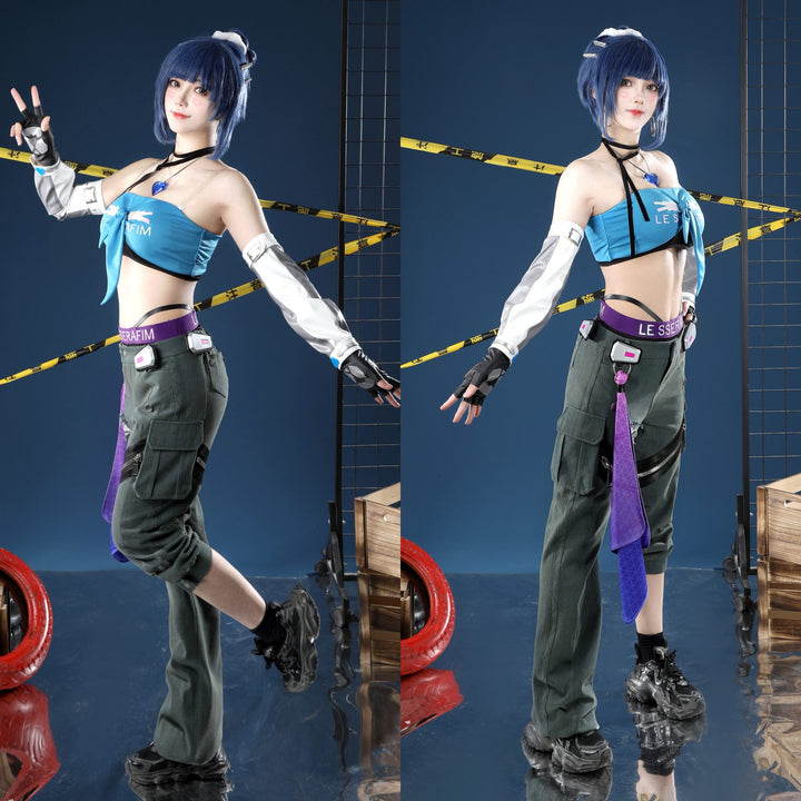 Overwatch 2 X LE SSERAFIM FEARLESS D.VA Blue Cosplay Costumes