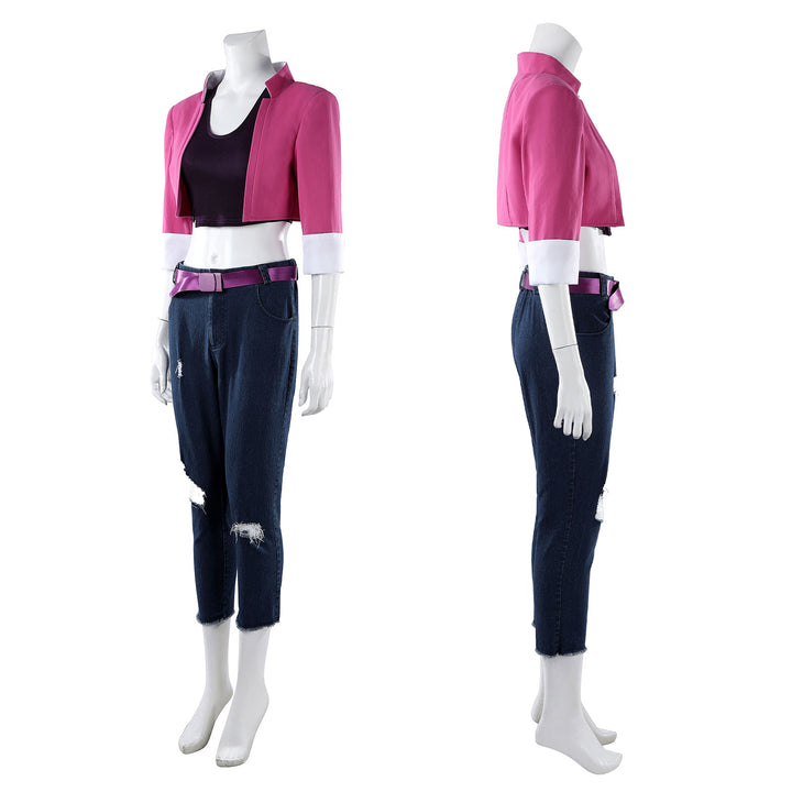 Dispatch Invisigal Pink Jacket and Jeans Outfit Cosplay Costumes