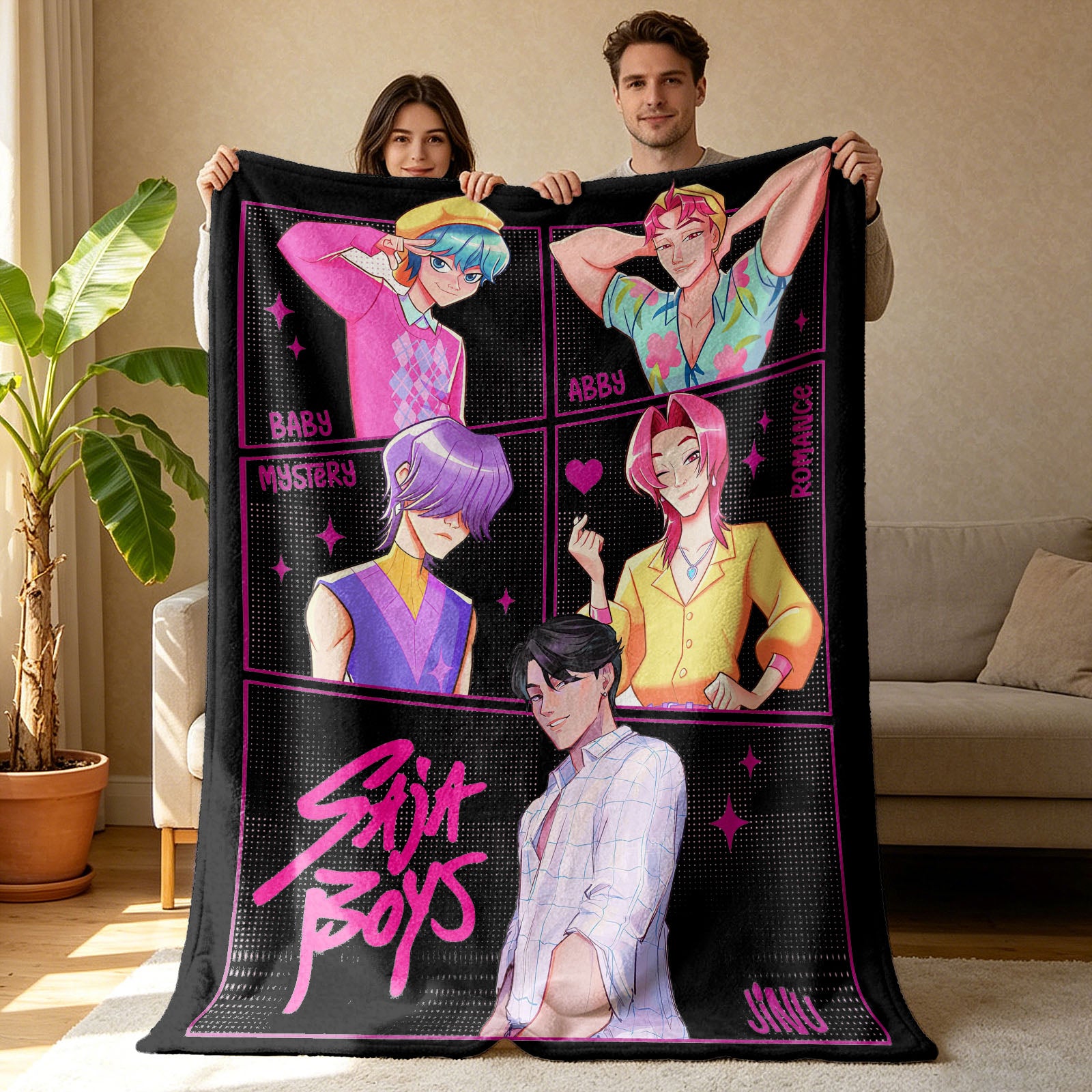 Kpop Demon Hunters Huntrix Saja Boys Inspired Blanket Cozy Flannel Throw Blanket