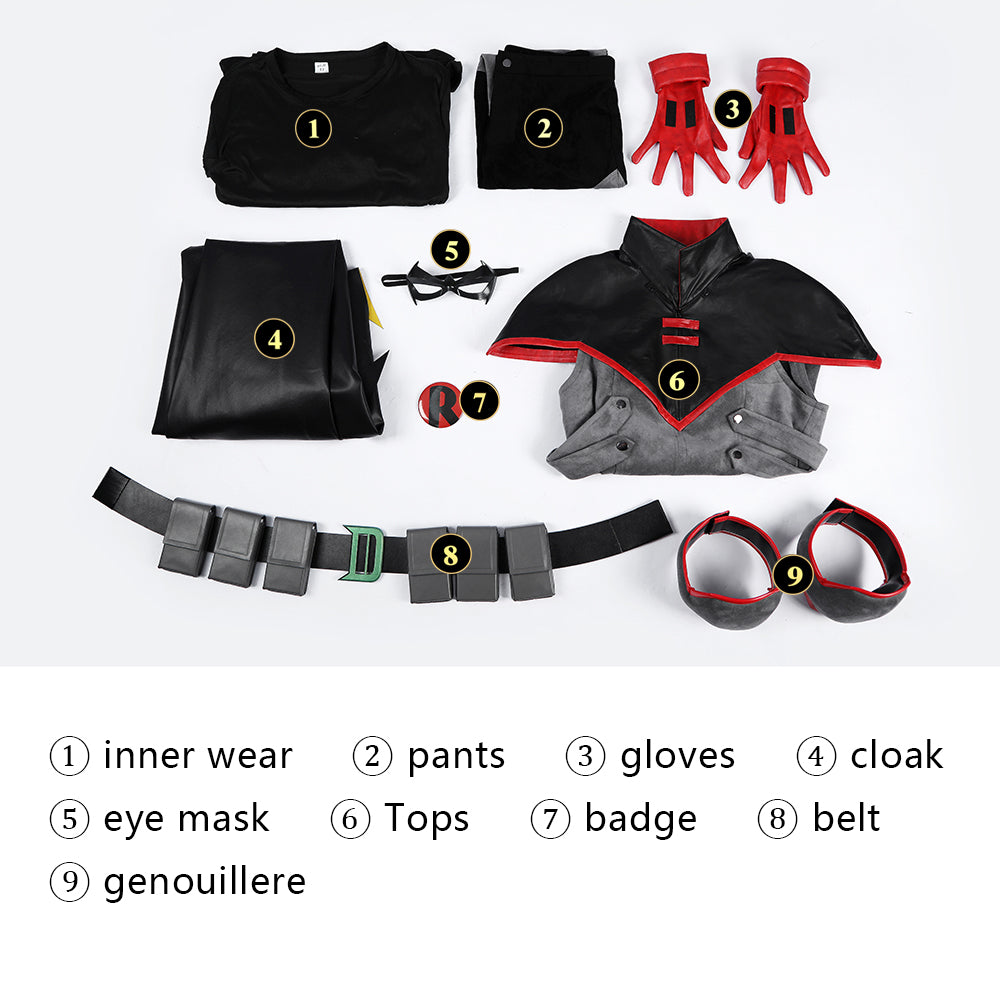 Batman: Son of The Demon Robin Damian Wayne Cosplay Costumes Halloween Suit with Cloak