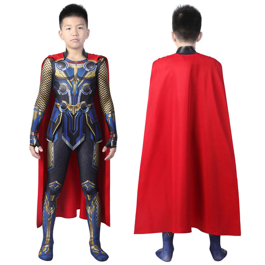 Thor 4 Love and Thunder Kids Jumpsuit with Cloak Cosplay Costumes