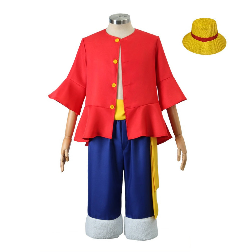 Anime Navigation Monkey D. Luffy Red Shirt Fullset Cosplay Costumes