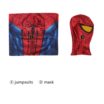 Movie Spider-Man: The Amazing Spider-Man Peter Parker Spiderman Elastic Force Cosplay Costume Jumpsuit with Headgear