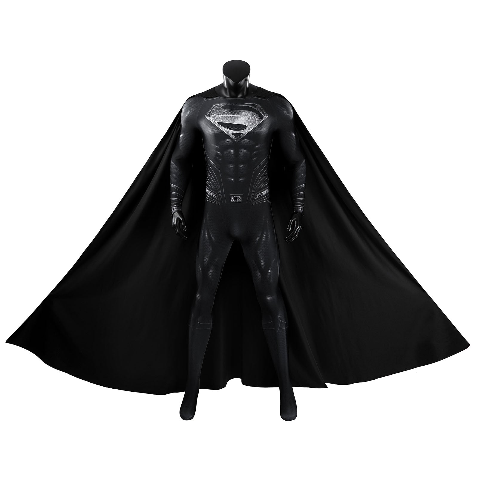 Justice League Superman Black Suit Jumpsuit with Cloak Cosplay Costumes