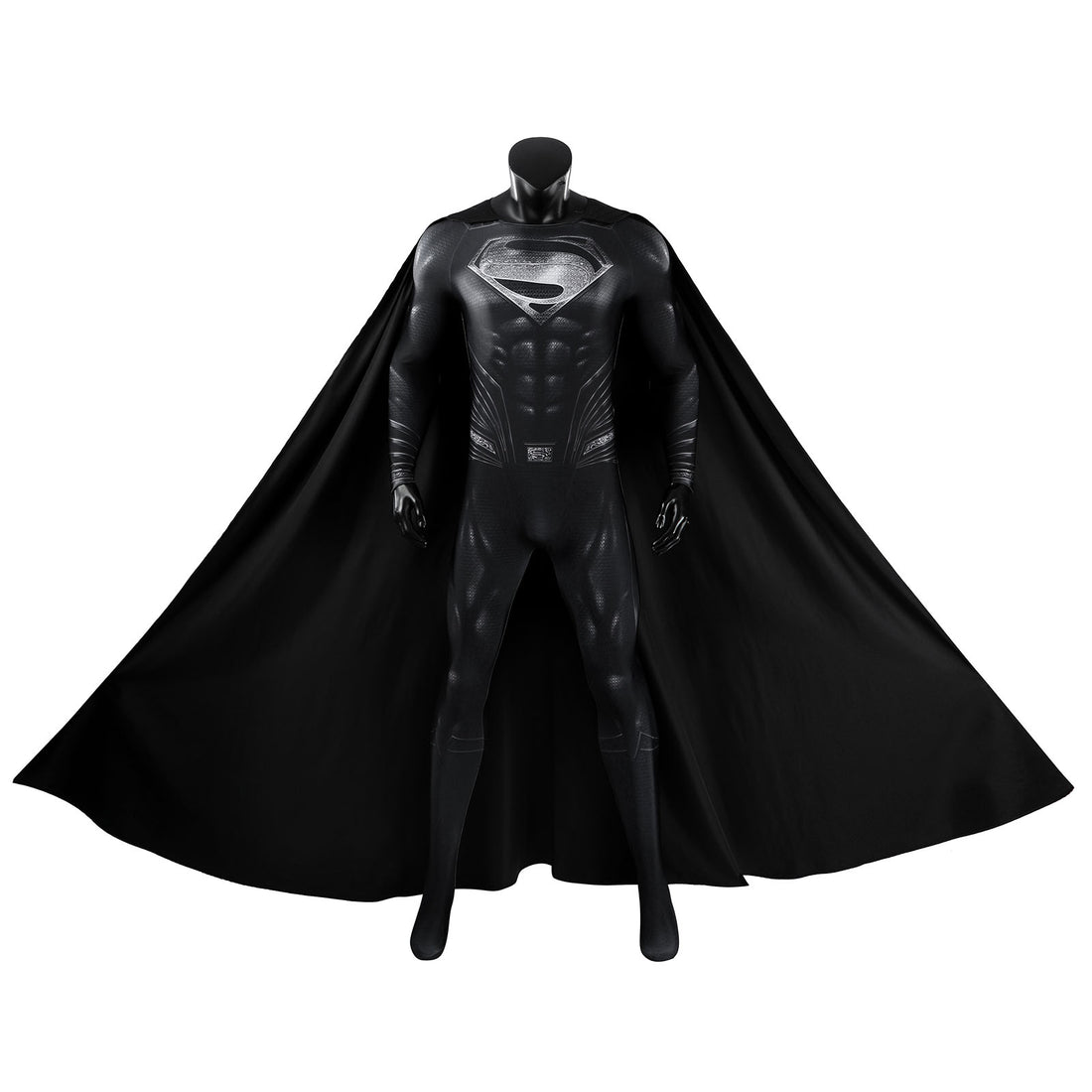Justice League Superman Black Suit Jumpsuit with Cloak Cosplay Costumes