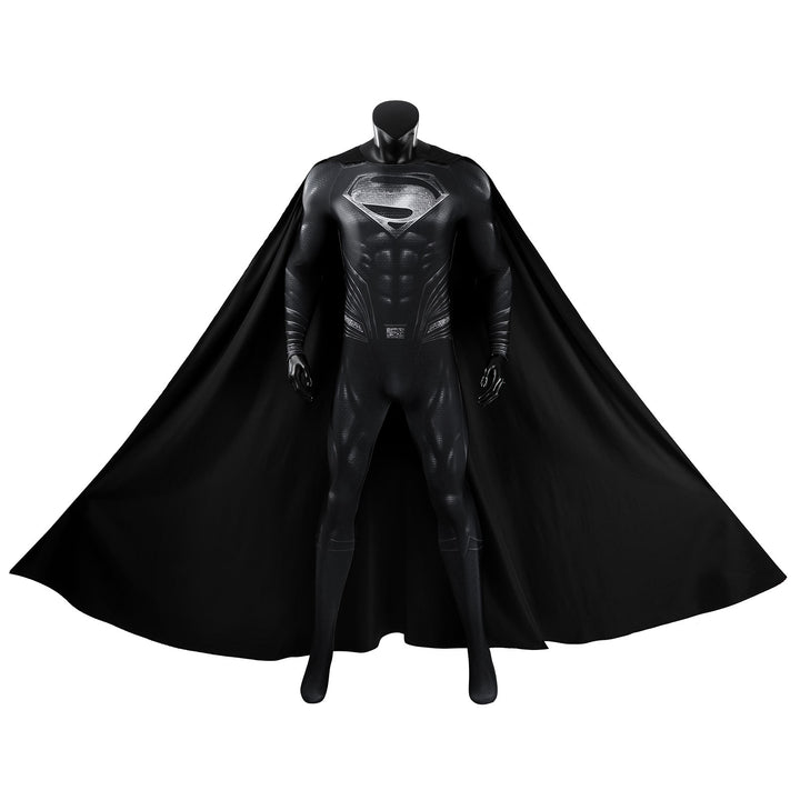 Justice League Superman Black Suit Jumpsuit with Cloak Cosplay Costumes