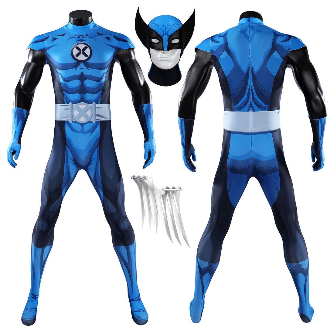 Fantastic Four Wolverine Cosplay Costumes Halloween Blue Jumpsuit for Themed Party Outfit