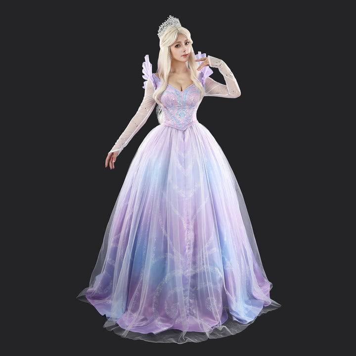 Wicked: For Good Part Two Galinda Dress with Crown Cosplay Costumes