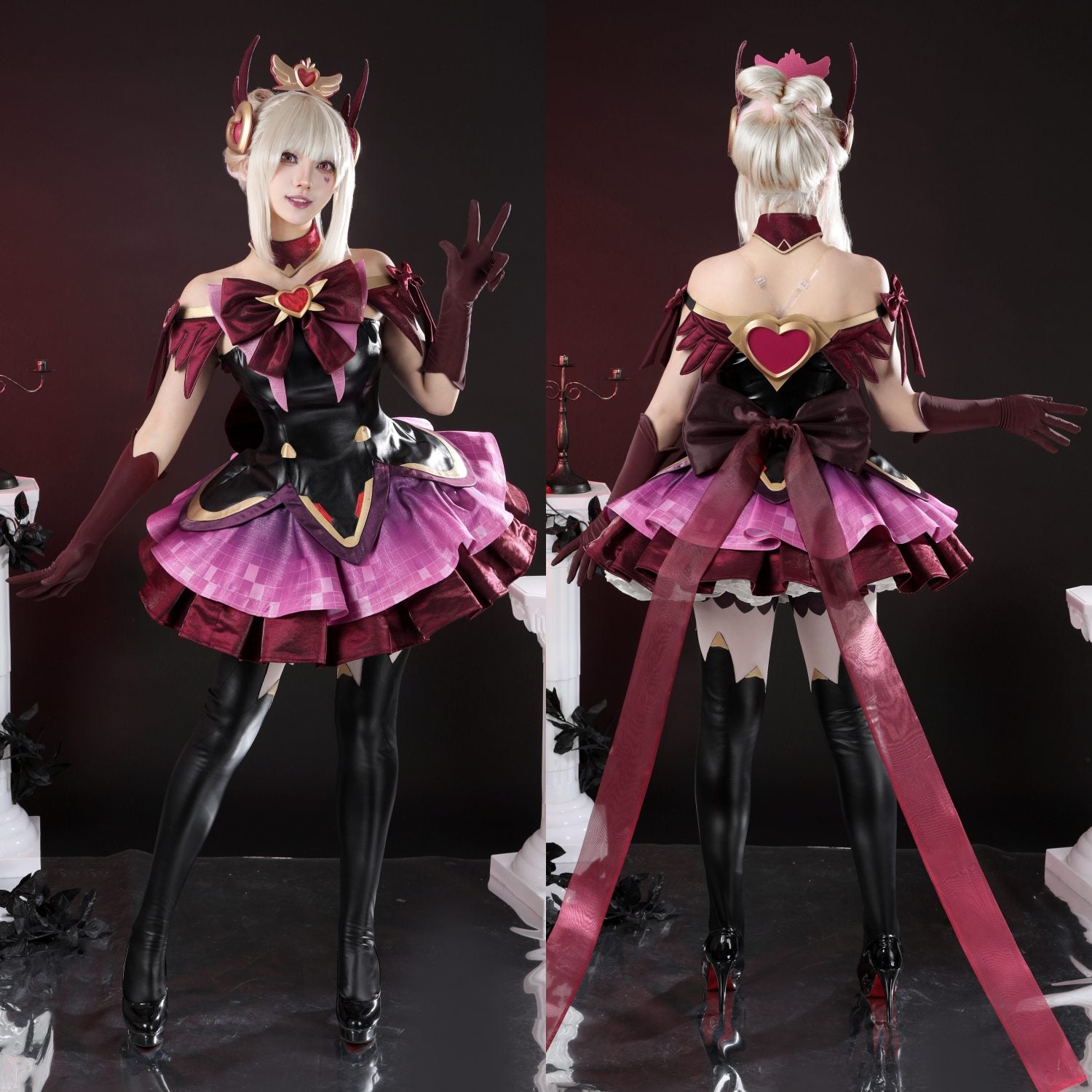 Overwatch 2 Magical Girl Juno Red Black Full Set Cosplay Costumes
