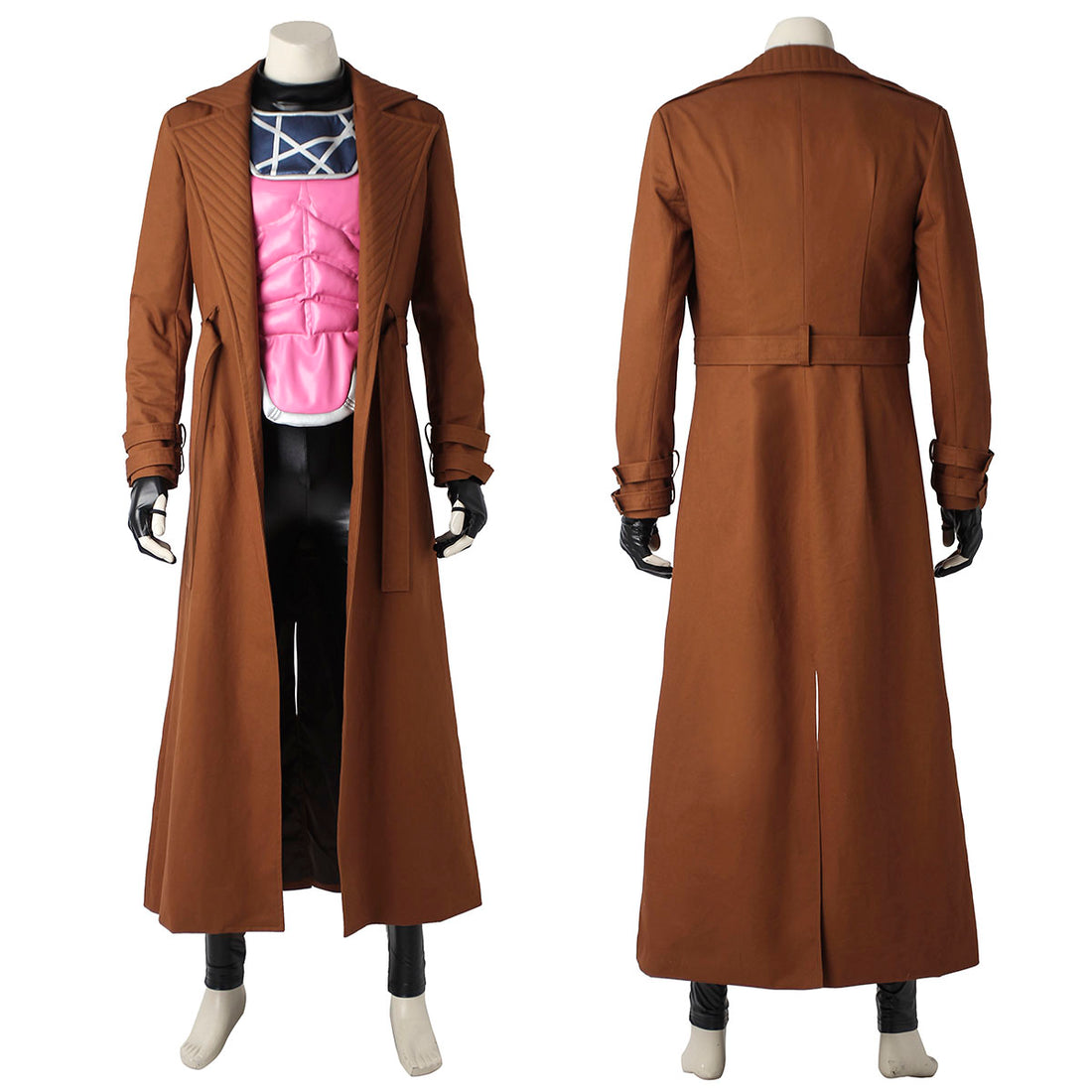 X-Men Gambit Male Fullset Leather Cosplay Costumes with Long Coat
