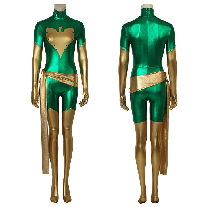 X-Men Green Phoenix Jean Grey Gold and Green Jumpsuit Cosplay Costumes