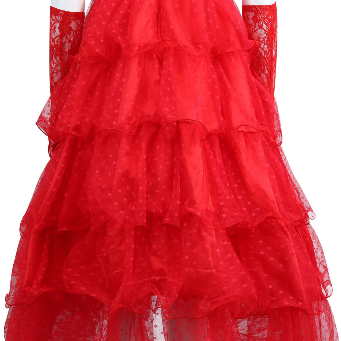 Beetle Juice Lydia Deetz Gilrs Red Wedding Dress Cosplay Costumes