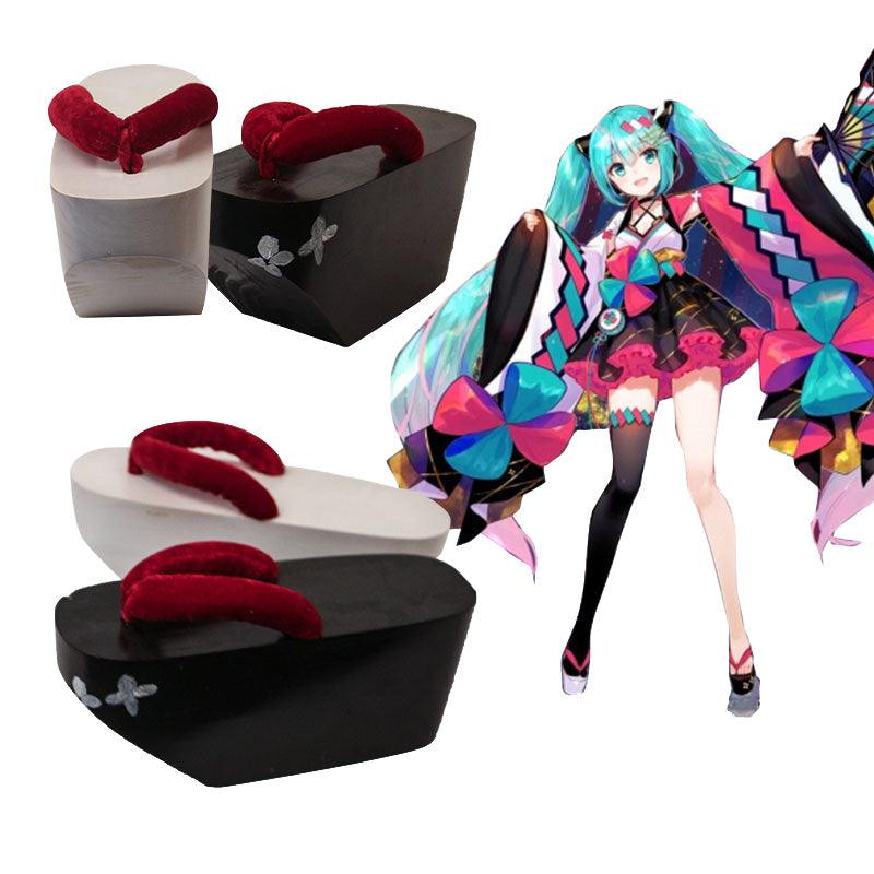 V Hatsune Miku Magical Mirai MIKU Anime Cosplay Shoes Kimono Zori Geta Sandals - coscrew